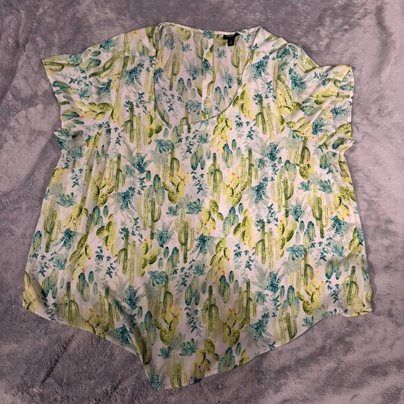 Torrid Cactus Abbey Georgette Button Back Blouse - Picture 2 of 4